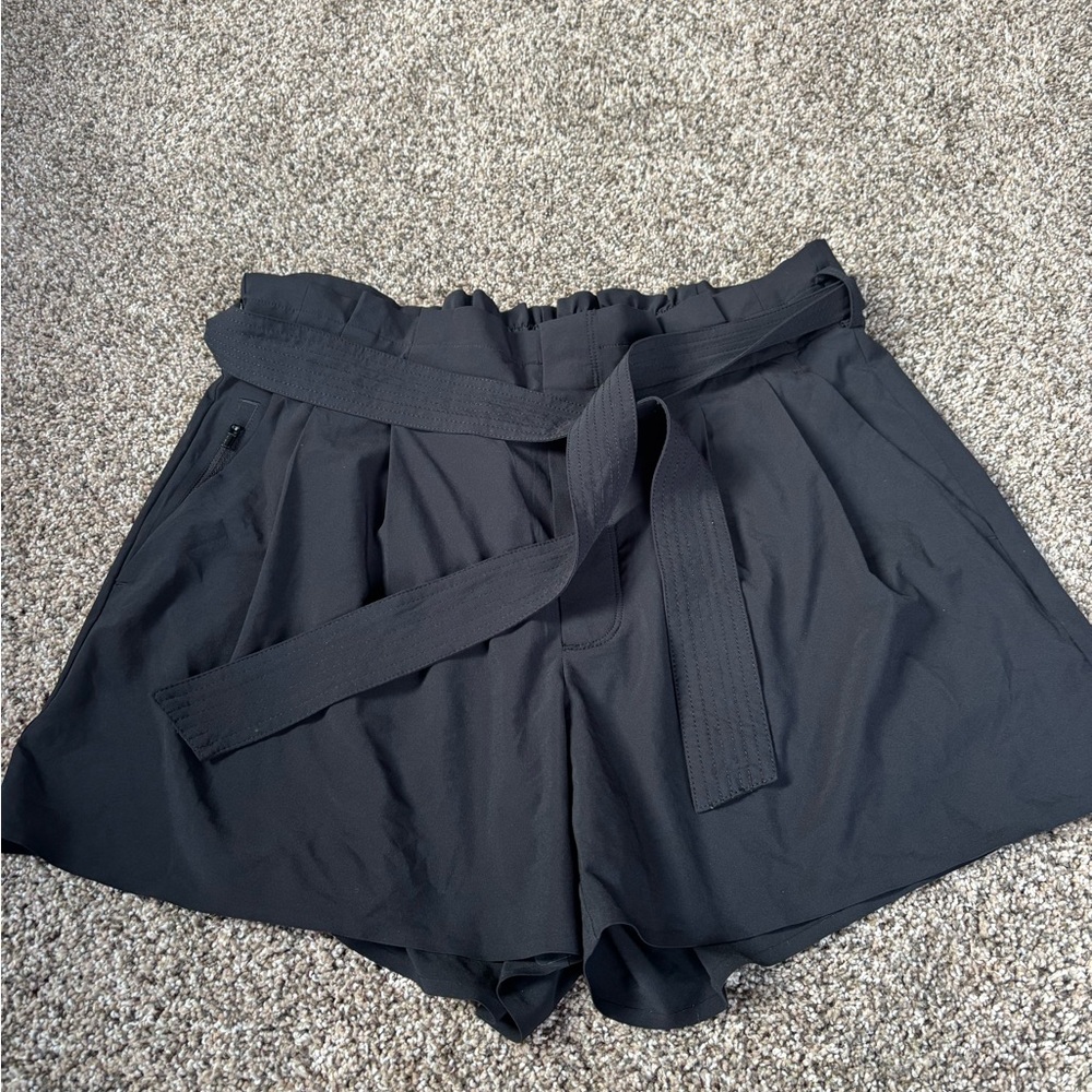 Athleta High Waist Black Belted Shorts